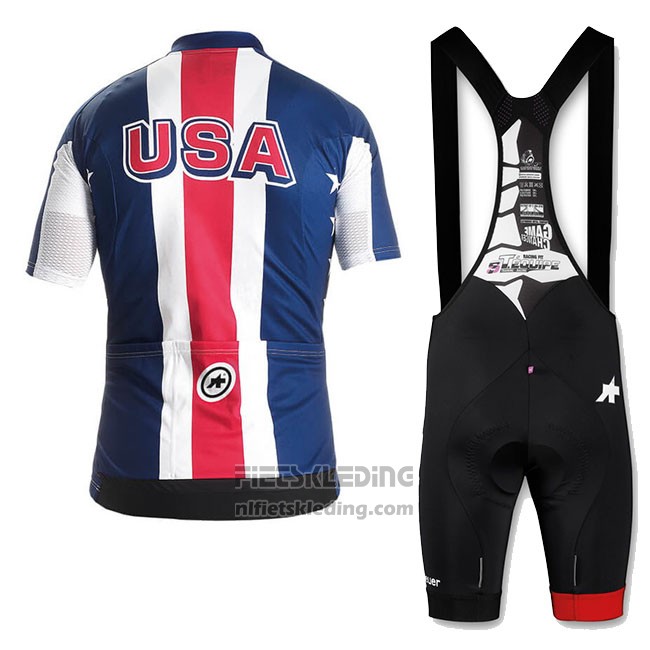 2018 Fietskleding USA Blauw Rood Wit Korte Mouwen en Koersbroek